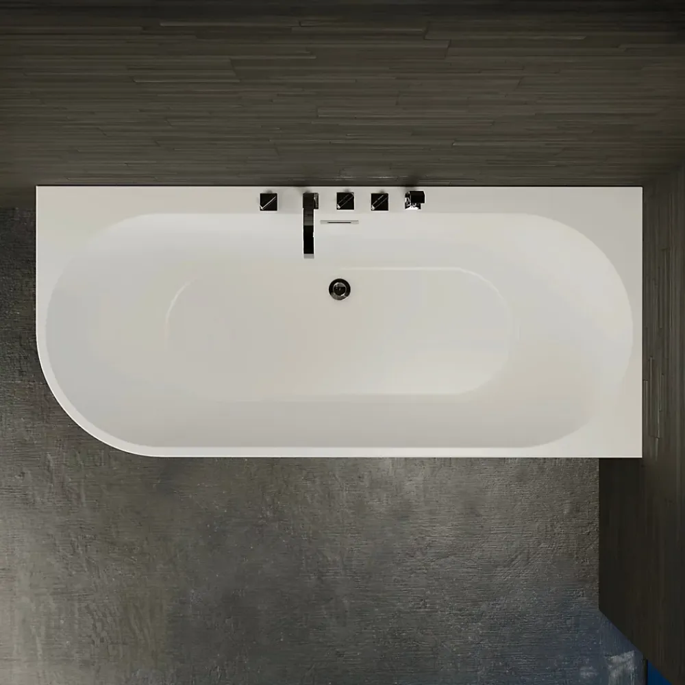 Spalina Baignoire semi-îlot murale CAPRI DROITE+Robinetterie Chromée L. 170 x l. 76 cm by
