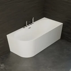 Spalina Baignoire semi-îlot murale CAPRI DROITE+Robinetterie Chromée L. 170 x l. 76 cm by