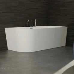 Spalina Baignoire semi-îlot murale CAPRI DROITE+Robinetterie Chromée L. 170 x l. 76 cm by