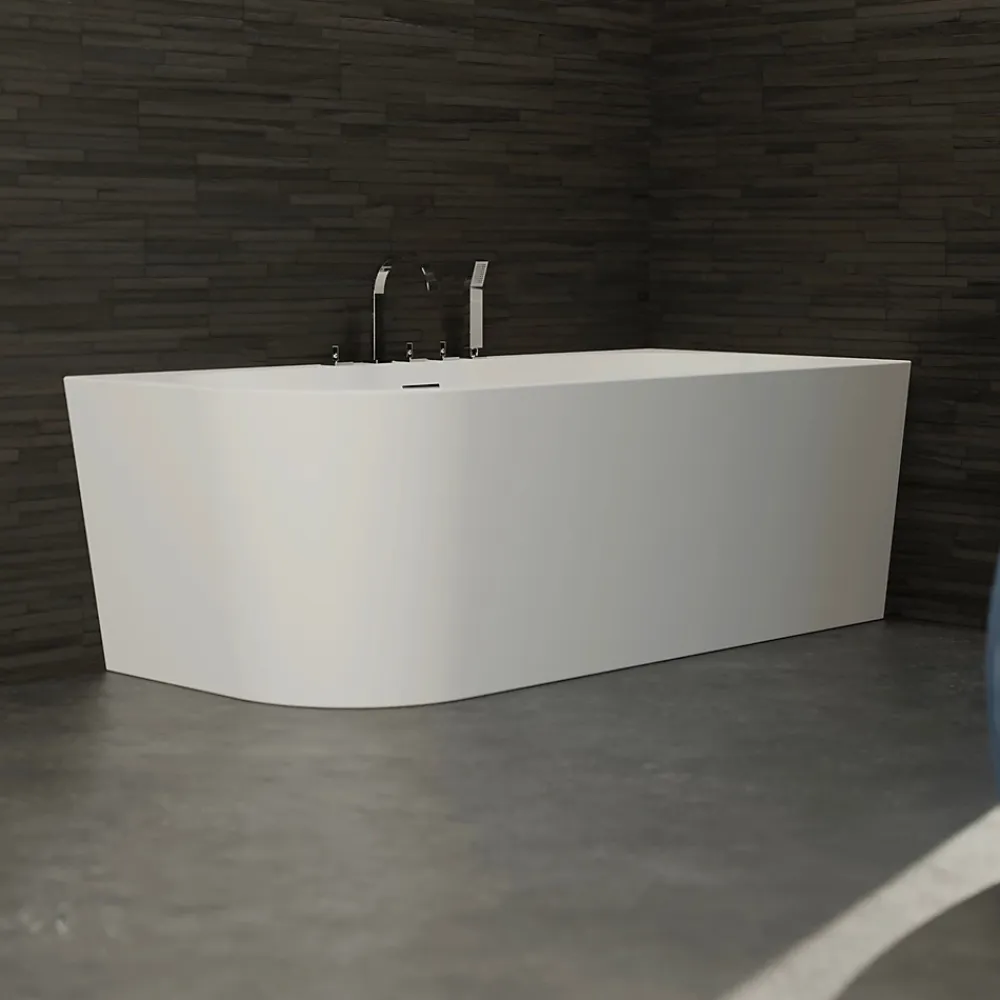 Spalina Baignoire semi-îlot murale CAPRI DROITE+Robinetterie Chromée L. 170 x l. 76 cm by