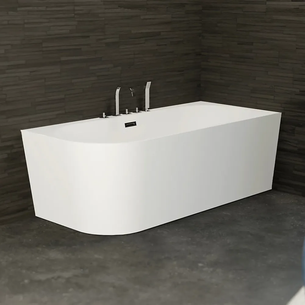 Spalina Baignoire semi-îlot murale CAPRI DROITE+Robinetterie Chromée L. 170 x l. 76 cm by