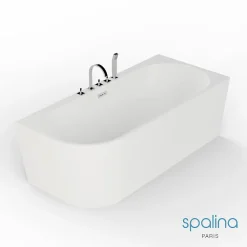 Spalina Baignoire semi-îlot murale CAPRI DROITE+Robinetterie Chromée L. 170 x l. 76 cm by