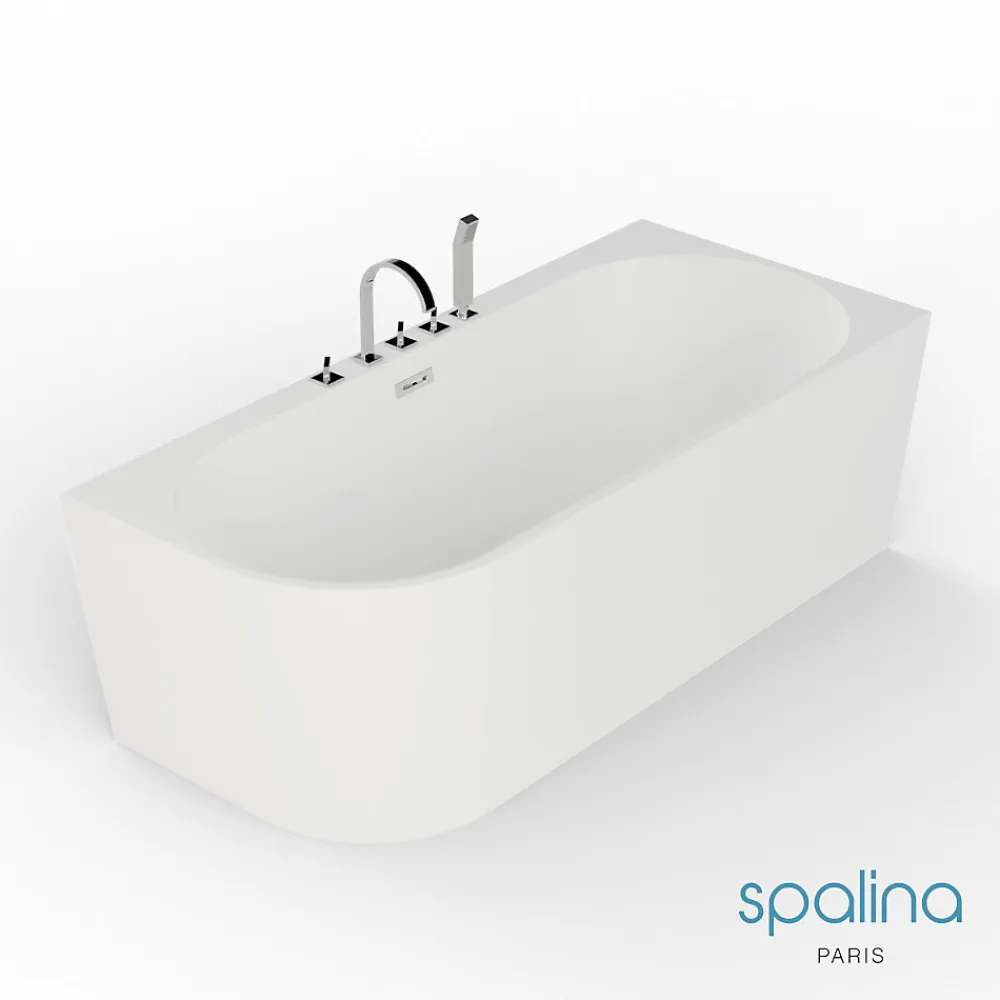 Spalina Baignoire semi-îlot murale CAPRI DROITE+Robinetterie Chromée L. 170 x l. 76 cm by