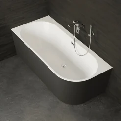 Baignoire Îlot|Spalina Baignoire semi-îlot murale CAPRI 180 Gauche Noire L. 180 x l. 81 cm, by