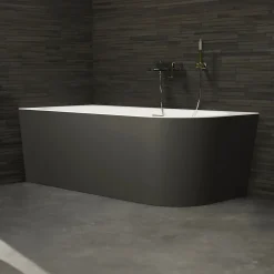 Baignoire Îlot|Spalina Baignoire semi-îlot murale CAPRI 180 Gauche Noire L. 180 x l. 81 cm, by