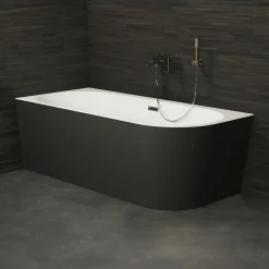 Baignoire Îlot|Spalina Baignoire semi-îlot murale CAPRI 180 Gauche Noire L. 180 x l. 81 cm, by