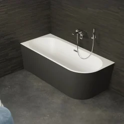 Baignoire Îlot|Spalina Baignoire semi-îlot murale CAPRI 180 Gauche Noire L. 180 x l. 81 cm, by