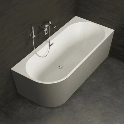 Baignoire Îlot|Spalina Baignoire semi-îlot murale Capri Grise Mate Droite, 170x76cm, by
