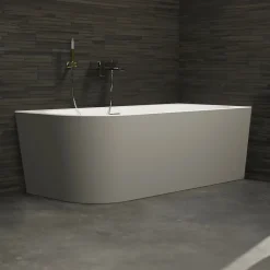 Baignoire Îlot|Spalina Baignoire semi-îlot murale Capri Grise Mate Droite, 170x76cm, by