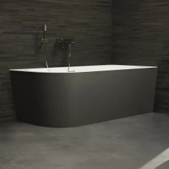 Baignoire Îlot|Spalina Baignoire semi-îlot murale CAPRI 180 Droite Noire L. 180 x l. 81 cm, by