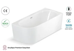 Baignoire Îlot|Spalina Baignoire semi-îlot murale CAPRI 180 Droite L. 180 x l. 81 cm, by