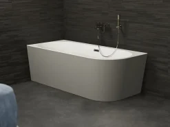 Baignoire Îlot|Spalina Baignoire semi-îlot murale Capri Grise Mate Gauche, 170x76cm, by