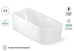 Spalina Baignoire semi-îlot murale CAPRI 180 Gauche L. 180 x l. 81 cm, by