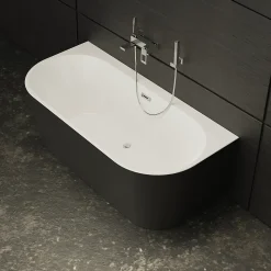 Baignoire Îlot|Spalina Baignoire semi-îlot murale Naos 170x80 cm, noir et blanc, By