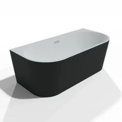 Baignoire Îlot|Spalina Baignoire semi-îlot murale Naos 170x80 cm, noir et blanc, By
