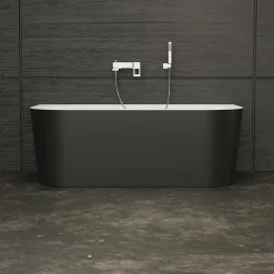 Baignoire Îlot|Spalina Baignoire semi-îlot murale Naos 170x80 cm, noir et blanc, By