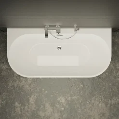 Baignoire Îlot|Spalina Baignoire semi-îlot murale Naos 170x80 cm, noir et blanc, By