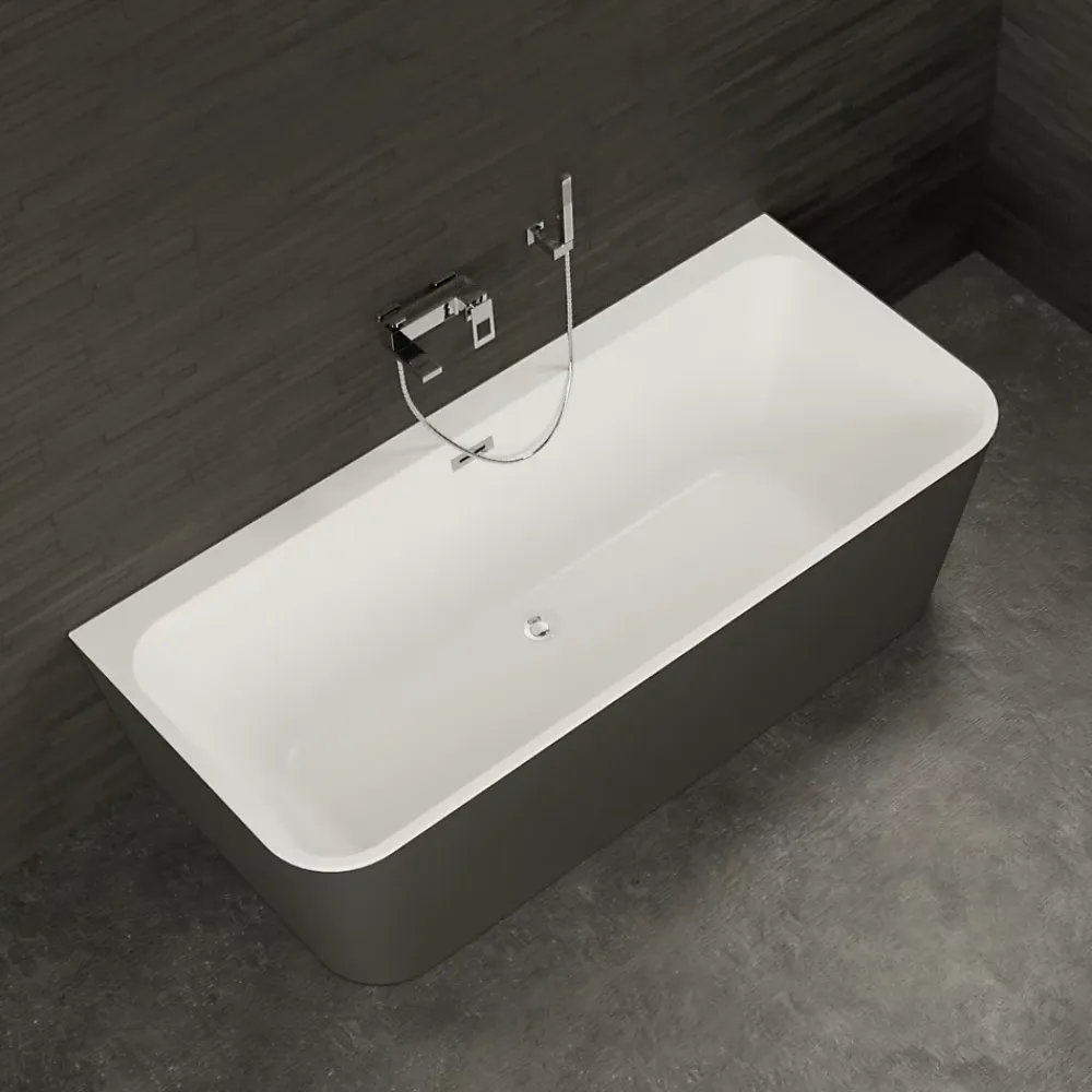 Spalina Baignoire semi-îlot murale Mint 160, noir mat, 160x75 cm, by