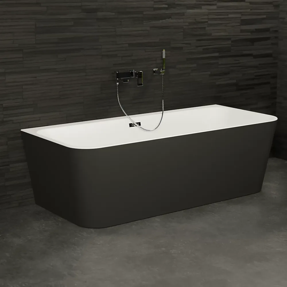 Spalina Baignoire semi-îlot murale Mint 160, noir mat, 160x75 cm, by