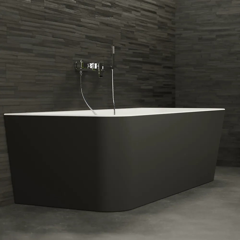 Spalina Baignoire semi-îlot murale Mint 160, noir mat, 160x75 cm, by