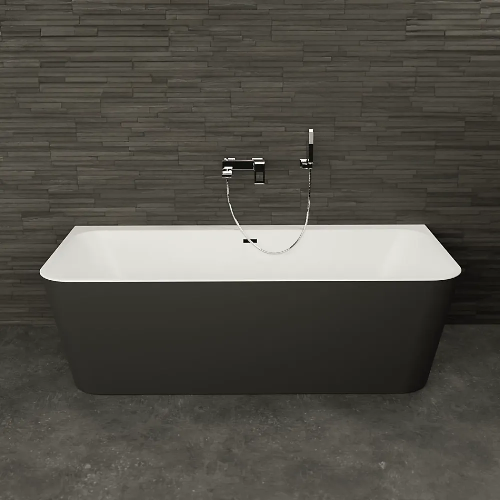 Spalina Baignoire semi-îlot murale Mint 160, noir mat, 160x75 cm, by