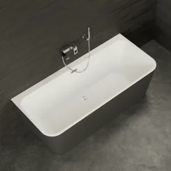 Spalina Baignoire semi-îlot murale Mint 180x81 cm, noir et blanc, By