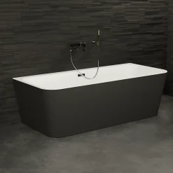 Spalina Baignoire semi-îlot murale Mint 180x81 cm, noir et blanc, By