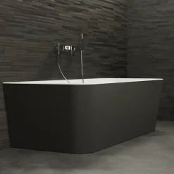 Spalina Baignoire semi-îlot murale Mint 180x81 cm, noir et blanc, By