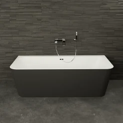 Spalina Baignoire semi-îlot murale Mint 180x81 cm, noir et blanc, By