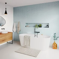 GoodHome Baignoire semi-îlot Nakina L. 180 cm x l. 80 cm blanc