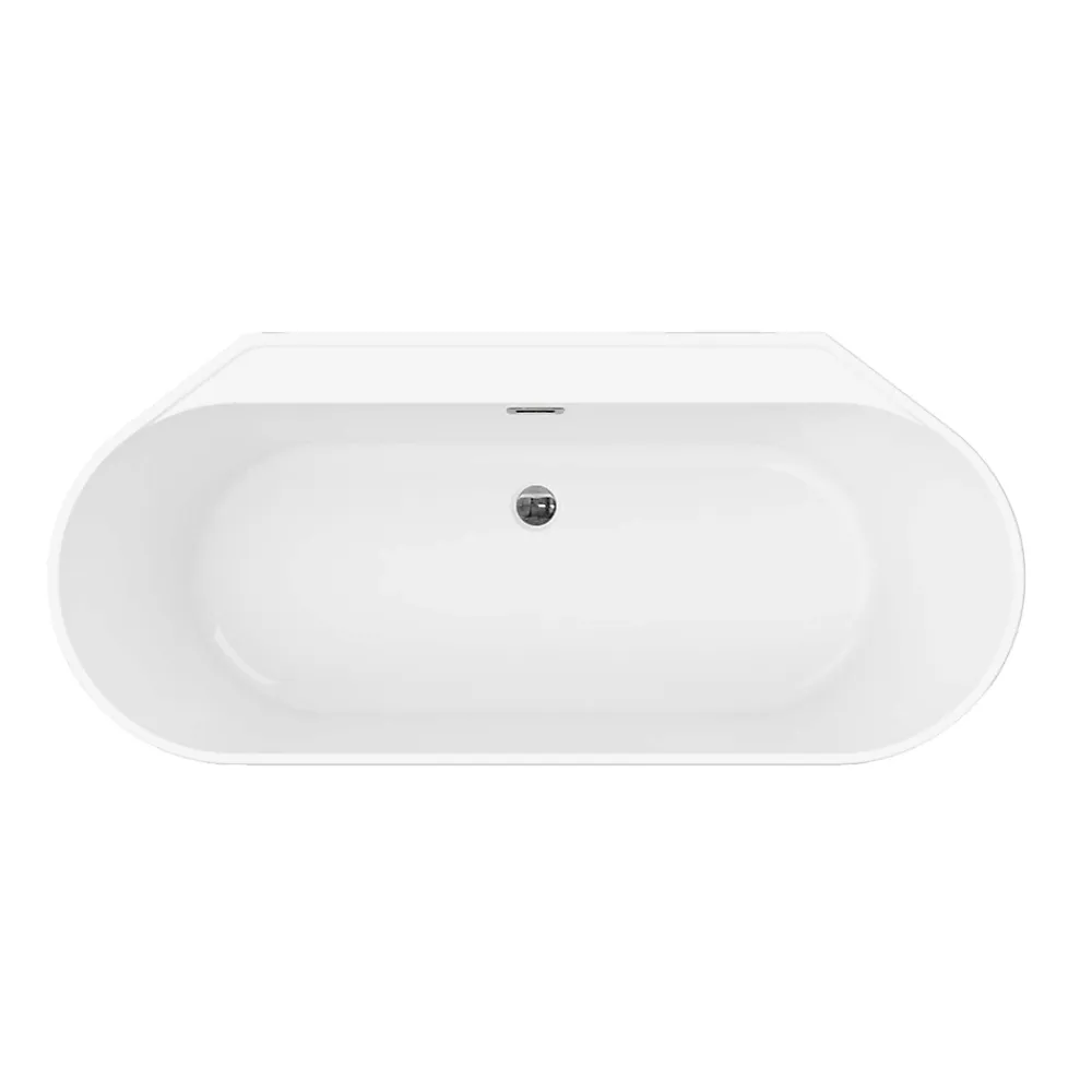 GoodHome Baignoire semi-îlot Nakina L. 180 cm x l. 80 cm blanc