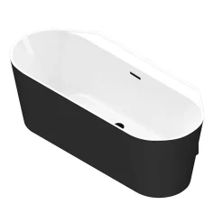 GoodHome Baignoire semi-îlot Nakina L. 150 cm x l. 75 cm noir