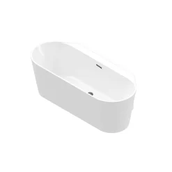 GoodHome Baignoire semi-îlot Nakina L. 160 cm x l. 75 cm blanc