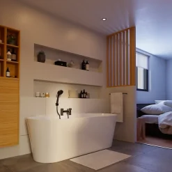 GoodHome Baignoire semi-îlot Nakina L. 170 cm x l. 75 cm blanc