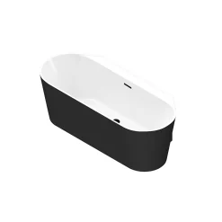 GoodHome Baignoire semi-îlot Nakina L. 170 cm x l. 75 cm noir