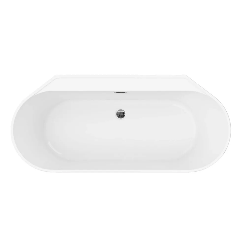 Baignoire Îlot|GoodHome Baignoire semi-îlot Nakina L. 150 cm x l. 75 cm gris