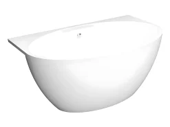 Baignoire Îlot|Vente-unique Baignoire semi-îlot ovale - 197 L - 151 x 94 x 60 cm - Blanche - Acrylique - PAGRUS