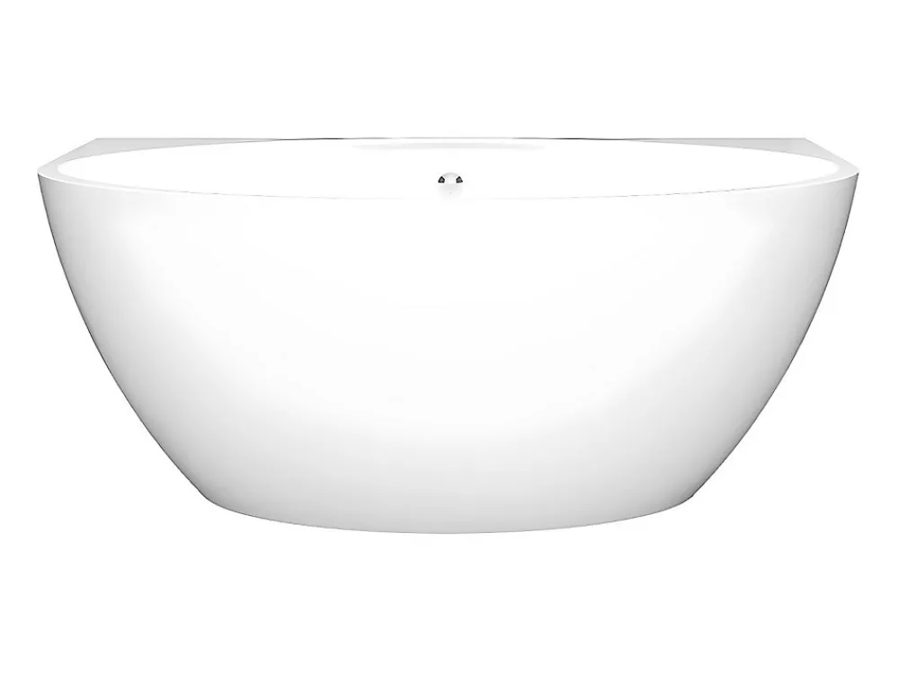 Baignoire Îlot|Vente-unique Baignoire semi-îlot ovale - 197 L - 151 x 94 x 60 cm - Blanche - Acrylique - PAGRUS