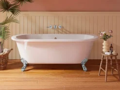 Vente-unique Baignoire semi-îlot retro avec pieds d'aigle- 190 L - 170 x 74 x 62 cm - Blanche - Acrylique - SPARUS