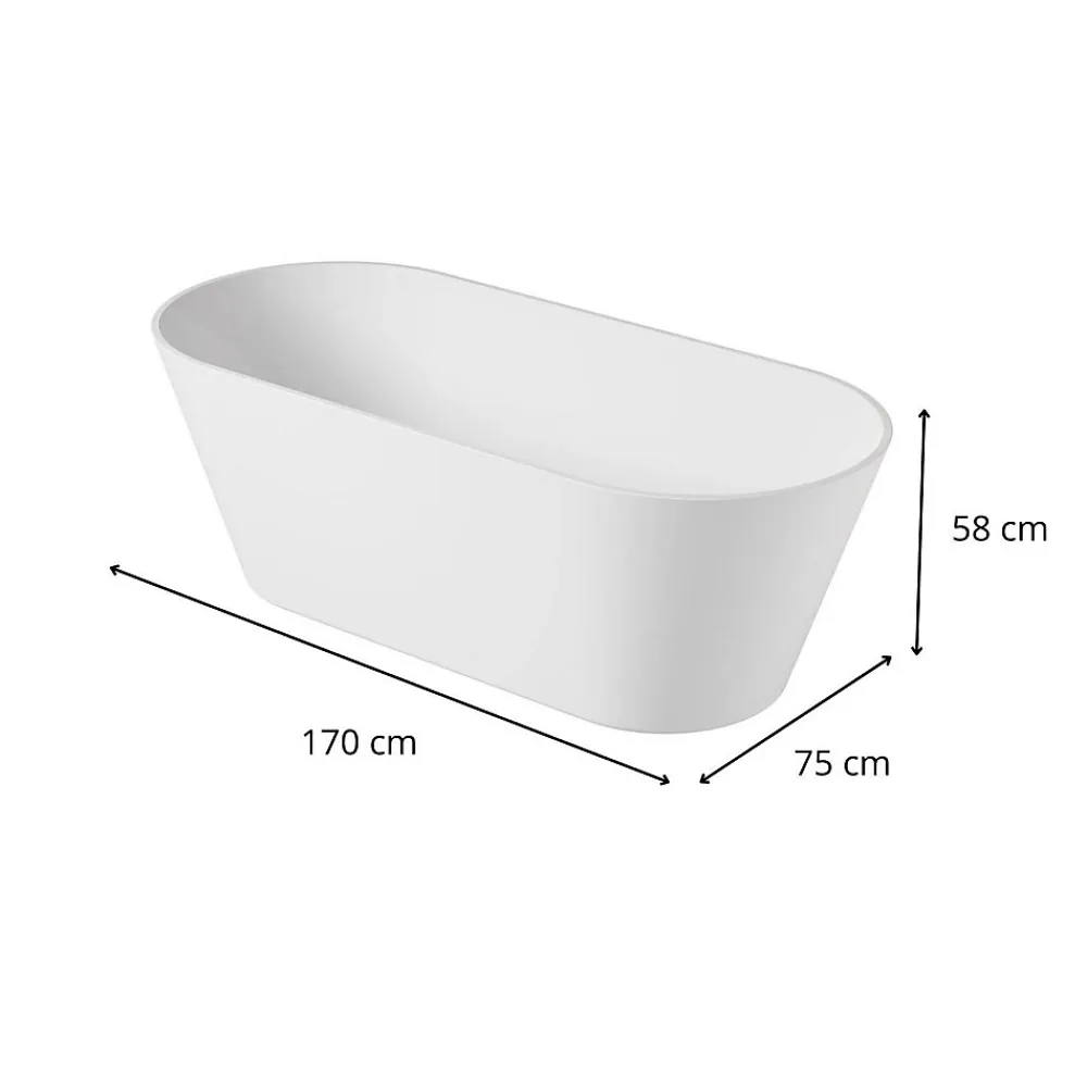 Mob-In Baignoire SERENA îlot en acrylique Lucite blanche 170cm
