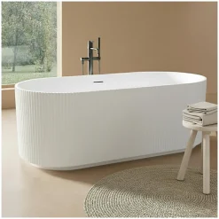 Baignoire Îlot|Mob-In Baignoire STRIA îlot striée en acrylique blanche 170cm