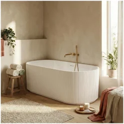 Baignoire Îlot|Mob-In Baignoire STRIA îlot striée en acrylique blanche 170cm