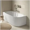 Baignoire D'Angle|Mob-In Baignoire striée acrylique Lucite STRIA semi-îlot blanche 170cm - Angle gauche