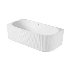 Baignoire D'Angle|Mob-In Baignoire striée acrylique Lucite STRIA semi-îlot blanche 170cm - Angle gauche
