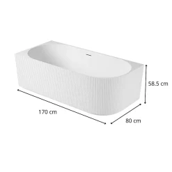 Baignoire D'Angle|Mob-In Baignoire striée acrylique Lucite STRIA semi-îlot blanche 170cm - Angle gauche
