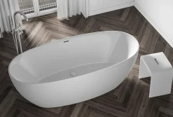 Bernstein Baignoire sur pieds BELAQUA, Acrylique sanitaire, Blanc brillant, 170x80x58cm, Garantie 5 ans, Sans siphon, Avec mitigeur 1523C