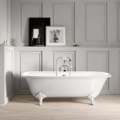Baignoire Îlot|Rogier & Mothes Baignoire sur pieds en fonte PLYMOUTH Blanche 170 cm Pieds blancs