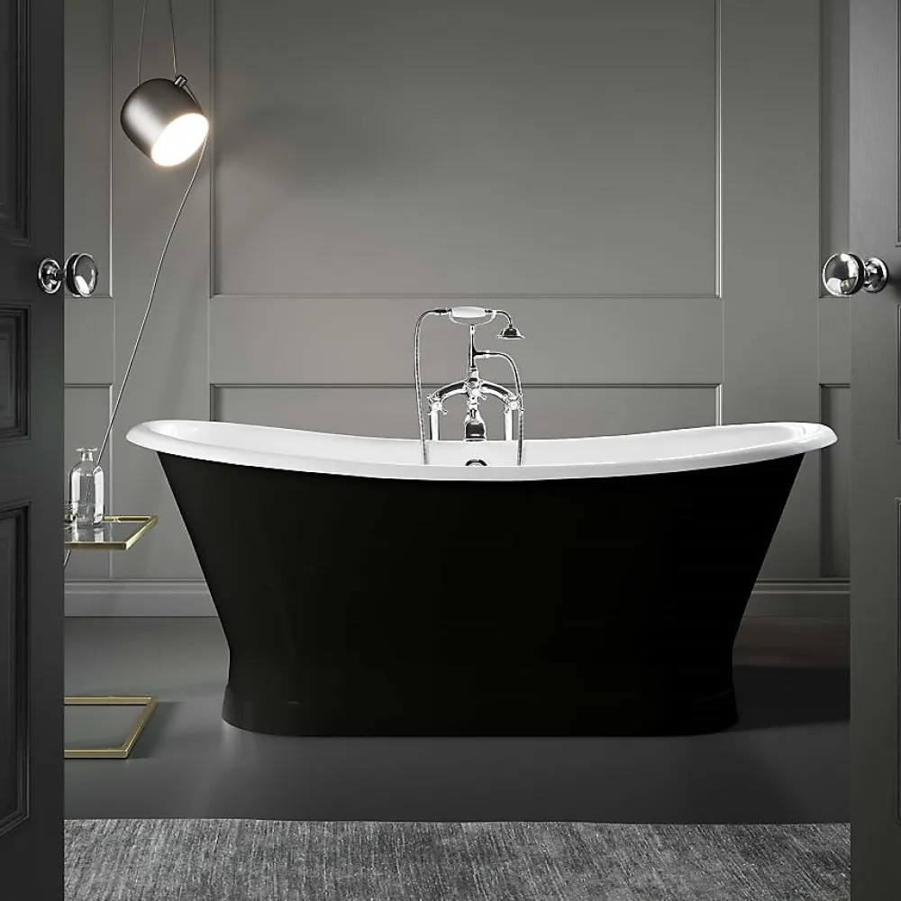 Rogier & Mothes Baignoire sur socle en fonte emaillee COVENTRY Noire 173 cm Peinture noire (baignoire et socle)