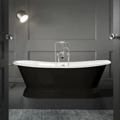 Rogier & Mothes Baignoire sur socle en fonte emaillee SOUTHPORT Noire 180 cm Peinture noire (baignoire et socle)