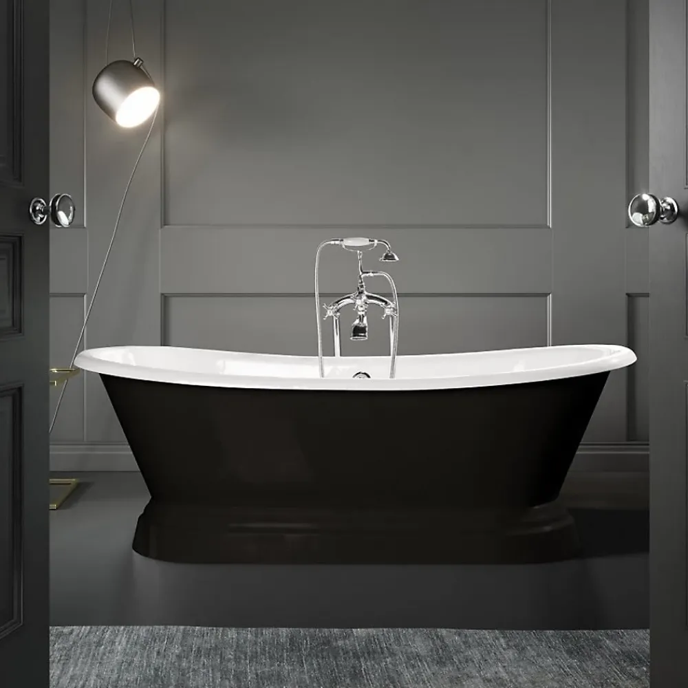 Rogier & Mothes Baignoire sur socle en fonte emaillee SOUTHPORT Noire 180 cm Peinture noire (baignoire et socle)
